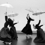 UMBRELLAS, choreography by Benita Bike, Benita Bike's DanceArt, photo by Dean Wallraff, dancers (l to r) Carmel Cheney, Kerri Underwood, Tracey White, Robin Kish. Benita Bike collection.